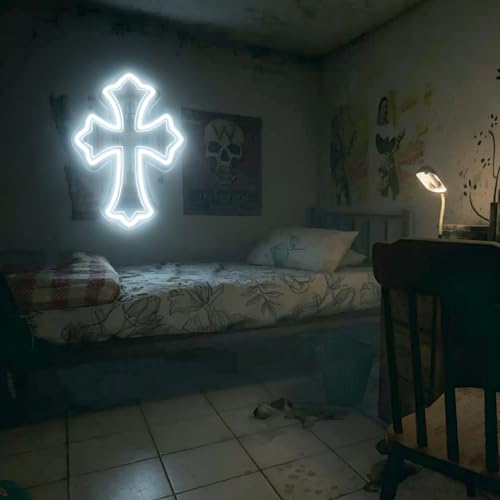 Image of Cross Gothic Y2K Cross Mirror Neon Sign Gothic Wall Decor