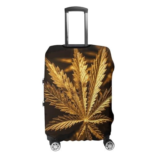 Golden Cannabis Luggage Cover, Washable Elastic Suitcase Cover Protector Fit 18-32 Inch Luggage4