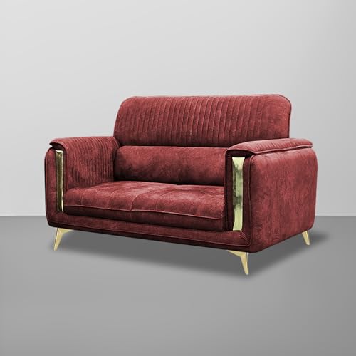 Image of Casaliving Gelio 3+2 Seater Sofa Set for Living Room (Maroon Colour) Premium Fabric Sofa Set