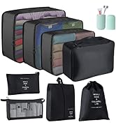 Blibly Packing Cubes for Suitcases, 9 PCS Lightweight Travel Luggage Organizers Set, Waterproof L...