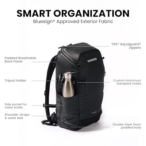 Image of NANUK N-PVD 18L Backpack Camera Bag for Photographers - Hardshell & Highly Water-Resistant | Fits 1 to 2 Camera Bodies, 2 Lenses, Tripod, 14 inch Laptop, & More | 18l Water-Repellent Camera Backpack, Fits 1-2 Bodies, 2 Lenses and 14 Laptop, Removable Tri-Base Dividers, Eva Base