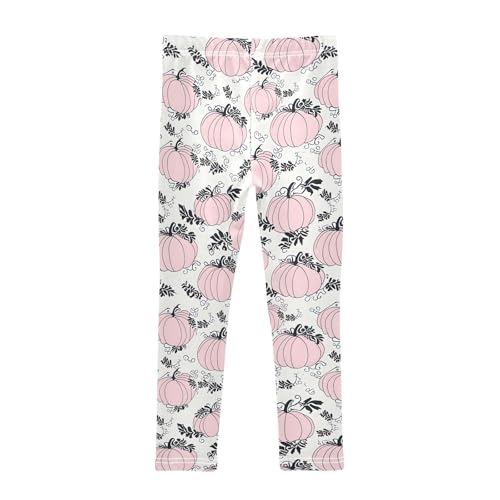 Pink Pumpkin Pattern Girls Leggings Soft Stretch Workout Yoga Dance Pants for Kids Casual Tights2