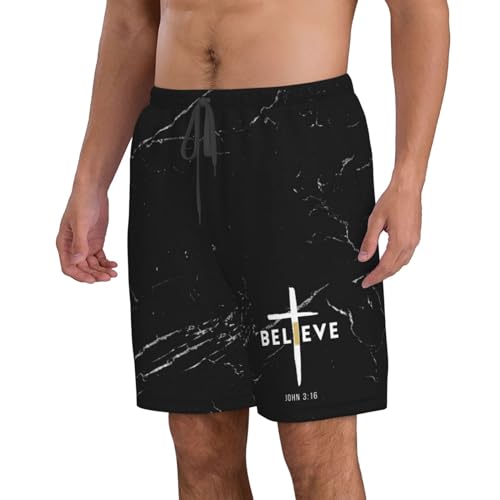 I Believe John 3 16, Christian, Cross Mens Swim Trunks Quick Dry Swim Shorts Summer Beach Shorts with Pockets Swimsuit2