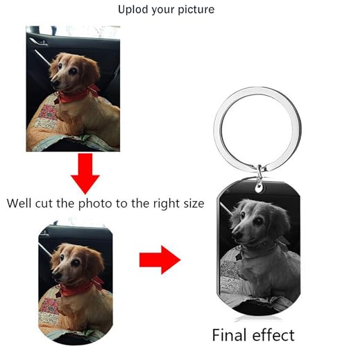 Eletizy Personalisieren Sie den Edelstahl-Schlüsselanhänger mit Fototext, Hochwertiger Edelstahl Dog Tag–Vatertags, Valentinstag, Weihnachten, DIY Gravieren und Drucken Schlüsselring