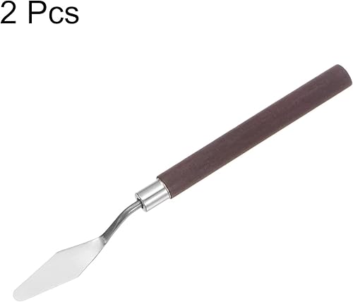 Miniatura 3 de 2 cuchillos de paleta No.5 de 0.551 in de ancho, espátula puntiaguda pequeña de acero inoxidable, cuchillo de paleta de pintura con mango de madera