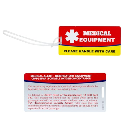 Medical Equipment Luggage Tag, Medical Equipment ID Identification Luggage Tag Medical Alert Bag Tag Travel Supplies (2.1" X 4.5", Medical Equip - Red)2