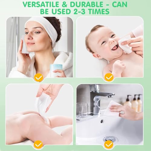 Image of Baby Bucket Disposable Soft Cotton Face Towel, Soft Baby Dry Wipe, Wet and Dry Use, Made of Pure Cotton, Lint-Free Unscented Disposable Tissue for Sensitive Skin (50 count (Pack of 1)