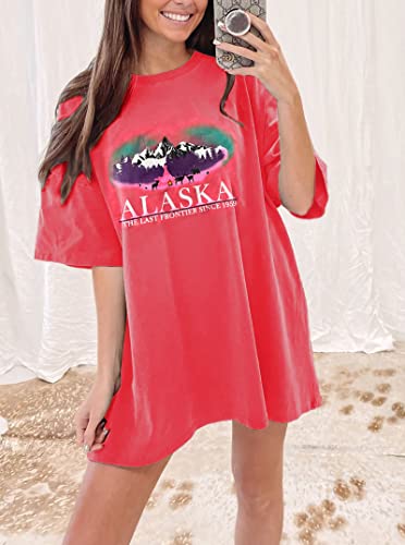 CSDAJIO Women's Graphic Oversized Tshirt Vintage Half Sleeve Round Neck Baggy Tee Summer Casual Tunic Shirt4