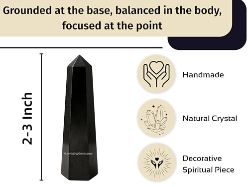 Image of Amazing Gemstone Shungite Crystal Towers - Natural Healing Crystal Point Obelisk for Reiki Healing and Crystal Grid (2 inch to 3 inch Inch)