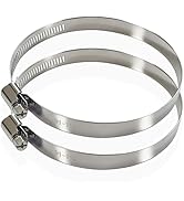 Stainless Steel Hose Clamps 2 Pack, Adjustable 3.7"-4.6" Worm Gear Hose Clamps, Ideal for Dryer V...