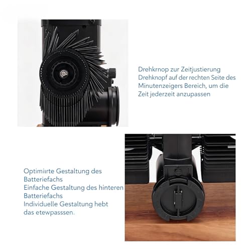 Cocoarm Retro-Klappuhr, Automatische Retro-Uhr, 12 Stunden, Modern, Digital, Mechanisch, mit Holzsockel, Retro-Uhr für Zuhause, Büro, Restaurant (Black)