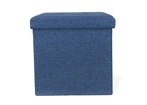 BIANCHERIAWEB SONNI CALDI E PROFONDI CON PRODOTTI DI COLOMBI Pouf Contenitore Imbottito Pieghevole Modello Liner Colore Blue Jeans, 38 x 38 x 38 cm