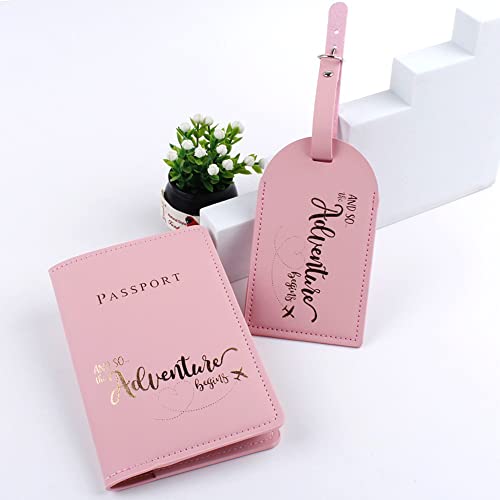 2 Pieces Luggage Tags and 2 Pieces Passport Covers, PU Leather Document Sets Passport Holder Baggage Labels Organizer Case for Storing Passport Boarding Passes Credit Cards3