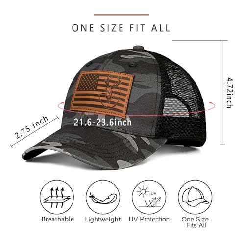 Image of Mens Hat Snapback Trucker Hats Outdoor Gifts for Men Dad Husband Father's Day Leather Pattern Baseball Cap