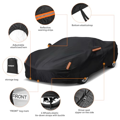 Image of Car Cover Custom Fit for Chevrolet Corvette C4 C5 C6 C7 C8 1980-2026, Outdoor Waterproof All Weather Heavy Duty Full Exterior Cover for Sun Rain Snow UV Dust Protection with Door Zipper