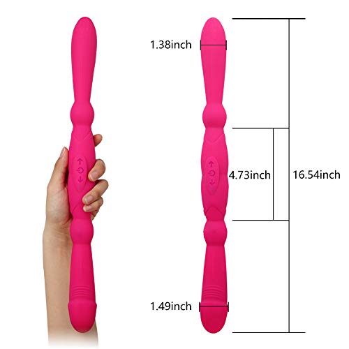 Double Header Dildo Vibrators, Realistic Double Sided Silicone Dildos For G-Spot Clitoris Nipple Prostate Vagina Stimulation With 14 Adjustable Angles 8 Vibration Modes，Sex Toy For Lesbian Couples #TOP3