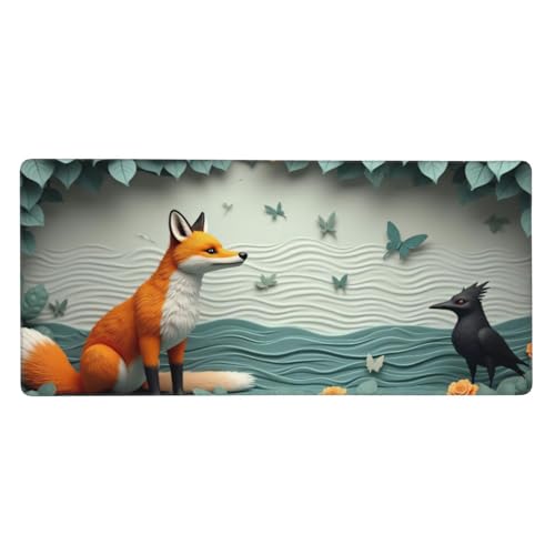 Tapis de souris pour ordinateur portable imprimé renard orange