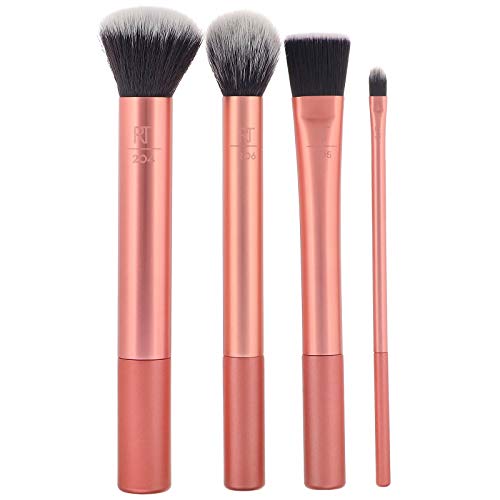 Real Techniques Flawless Base Brush Set With Ultra Plush Custom Cut Synthetic Bristles and Extended Aluminum Ferrules to Build Coverage, A Brush for Every Makeup Application Need