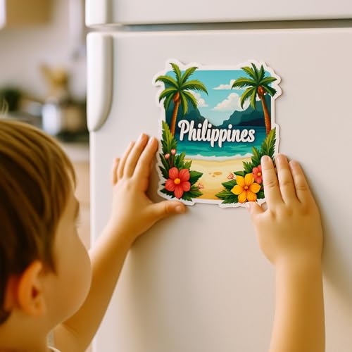 Image of Naxon Philippines Country Theme Souvenir Wooden Refrigerator Stylish Fridge Magnet - Fridge Decoration Magnet for Kitchen & Home Decor | Perfect Souvenir Gift | Size 3x3 Inches | Pack of 1