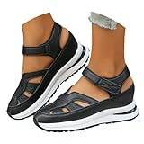 Orthopedic Shoes for Women 2025,Closed Toe Platform Wedges Sandals Comfortable Walking Sandal Hollow Ankle Strap Breathable Non Slip Sneakers Casual Out Womens Wide Arch Support Sneaker C-Black