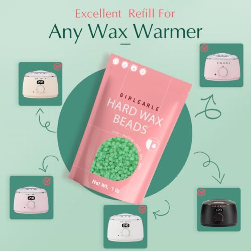 Image of GIRLEARLE 2 x 1lb, 2 pack Wax Beads for Sensitive Skin Hair Removl (Aloe) | Hard Wax for Women & Men at Home Waxing Beads for Body, Brazilian Bikini, Face, Eyebrow, Back, Chest, Legs, Armpit, and Back