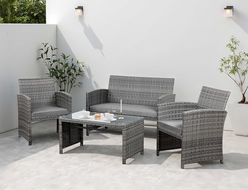 Shintenchi 4 Piece Patio Ratten Set Outdoor Furniture Set Wicker ...