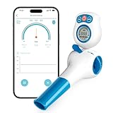 Lungentrainer mit APP, Atemtrainer für Lunge mit elektrischem Manometer & Testmundstück & Reiseetui | Lungen-Trainingsgerät für bessere Lunge | 6 Widerstandsstufen | Mobile Trainings-App inklusive