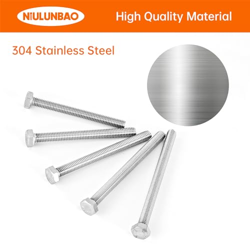 Image of M6 x 60mm 65mm 70mm 75mm 80mm Heavy Duty Hexagon Bolts Hex Head Screws, 304 Stainless Steel, Metric, Machine Fully Thread, Bright Finish, Assortment Kit 20PCS