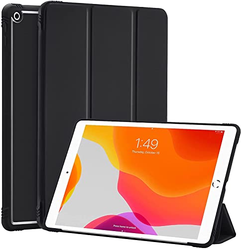 Image of SwooK Case for iPad 9th /8th /7th Generation,iPad 10.2-inch Soft TPU Back Protective Cases [Shock Absorption] Slim Lightweight Trifold Stand Smart Cover, Auto Wake /Sleep (Black, Ipad 10.2 inch)