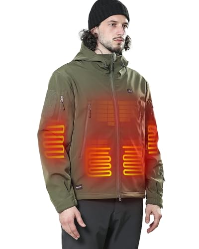 Image of DEWBU Heated Jacket for Men with 12V Battery Pack Winter Outdoor Soft Shell Electric Heating Coat