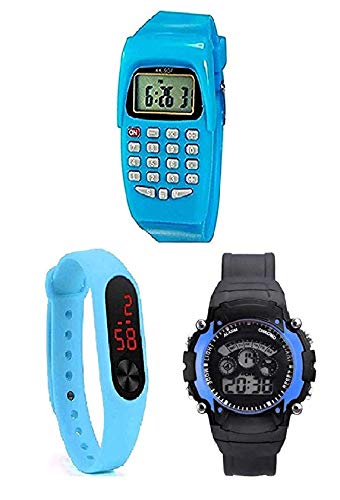 sba prime Led,7 Light & Calculator Kids Watch for Boys & Girls Pack 3 (Blue) (B082T2ZRWW) Amazon Price History, Amazon Price Tracker