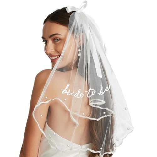 EKKONG Voile de Mariage Mariée Blanc, Voile de Mariage Courte avec Peigne, Voiles Evjf Future Mariée, pour Enterrements de Vie de Jeune Fille, Mariages, Demandes en...