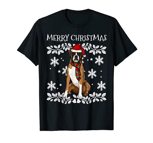 Buon Natale Deutscher Boxer Ugly Christmas Maglietta