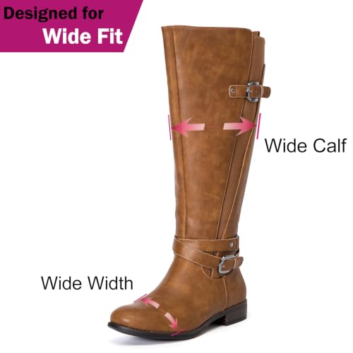 Image of Luoika Women's Extra Wide Calf Heeled Knee High Boots.