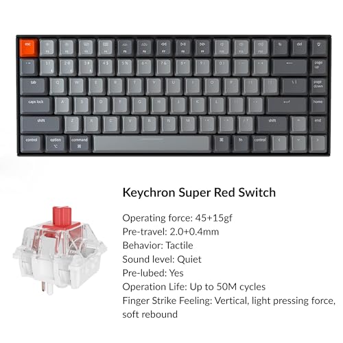 Image of Keychron K2 75% Layout RGB Bluetooth Wireless Mechanical Keyboard-Version 2 | Keychron Super Red Switch /Anti Ghosting /N-Key Rollover, Compact 84 Keys USB Wired Gaming Keyboard for Mac Windows