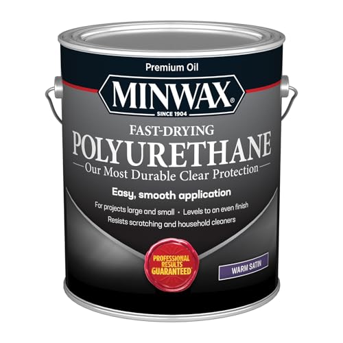 Minwax Fast Drying Polyurethane Protective Wood Finish, Clear Satin, 1 Gallon