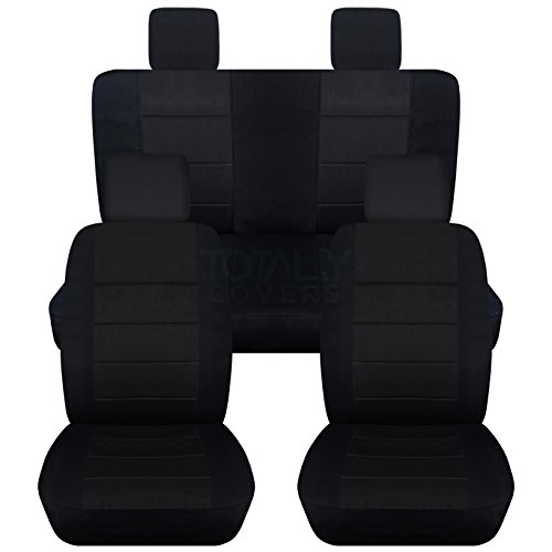 Totally Covers Compatible with 2007-2010 Jeep Wrangler JK Seat Covers: Black - Full Set: Front & Rear (23 Colors) 2-Door/4-Door Complete Back Solid/Split Bench