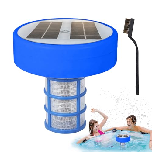 Limpiador de piscinas solares: ionizador de agua flotante, purificador de luz LED | Unidad de electrodo de cobre a prueba de agua salada, producto de solución ecológica sin químicos para piscinas de
