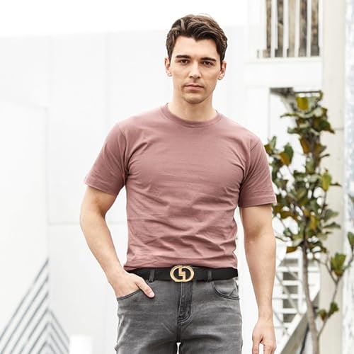 Image of Aurolran Men&Womens Leather Dress Belt Business Automatic Buckle Belt Color-Black Silver Gold