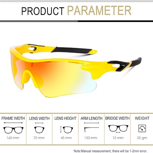 Image of Dervin Non Polarized Oversized Sports Sunglasses for Men Women, Outdoor Cricket Cycling Hiking Fishing Sunglasses