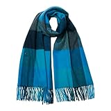 [アイエムシー] カシミヤストール カシミヤ100% チェック/柄 大判ストール チェックエメラルド 約幅60cm×200cm(フリンジ10cm含む)