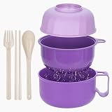 Ronanemon 40 oz Ramen Bowl,Unbreakable Portable Ramen Cooker with strainer, Instant Ramen Noodle Bowls College Dorm Room Apartment Essentials,RV Camping Dishes Set BPA Free