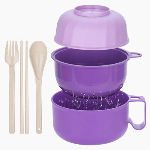 Image of Ronanemon 40 oz Ramen Bowl,Unbreakable Portable Ramen Cooker with strainer, Instant Ramen Noodle Bowls College Dorm Room Apartment Essentials,RV Camping Dishes Set BPA Free