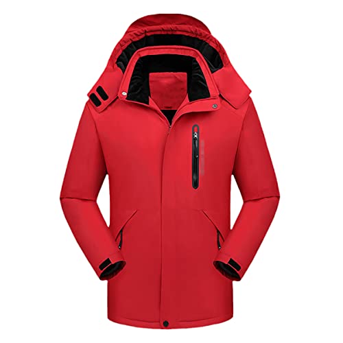 Manteau d'hiver chaud homme veste à capuche rouge XXXXL coupe-vent