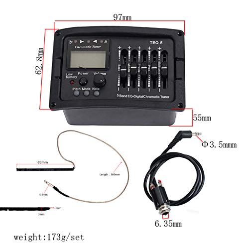 Captador de guitarra TEQ-5 Band pré-amplificador TEQ Tuner Piezo com controle de volume