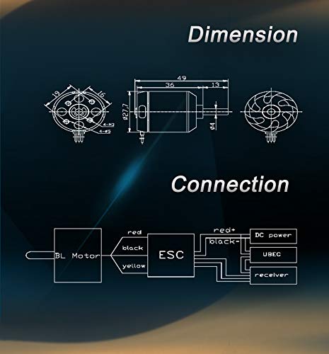 Flash Hobby D2836 Brushless Outrunner Motor 2~4S Helicopter Rc Motor For Rc Airplane Fixed-Wing Drone Fpv (1500Kv) #TOP1