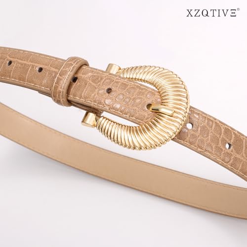 XZQTIVE Crocodile Belts for Women Synthetic Leather with Gold Buckle Ladies Waist Belts for Jeans Pant Dress Casual Wear3