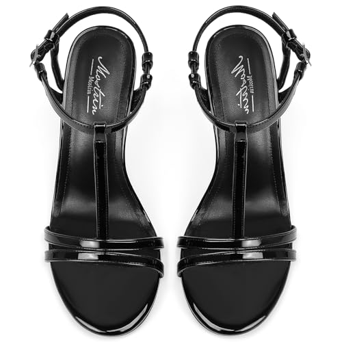 Mostrin Strappy Heels for Women Round Open Toe Lace Up Heeled Sandals Ankle T Strap Stiletto High Heels Dress Shoes4