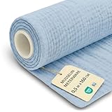 Tela muselina por metros 0,5 M x 160 cm - Telas para costura patchwork decoracion y manualidades Ideal para proyectos de costura creativa y ropa hogar disfraces Oeko-Tex Azul Cielo