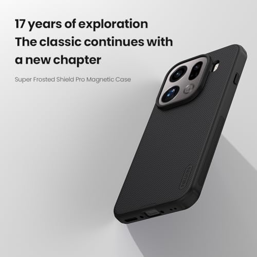 Image of Super Frosted Shield Pro Magnetic Case for Oppo Find X9 Pro| Matte Slim Hard Back Cover | Shockproof Anti-Fingerprint Protective Mobile Phone Case Compatible with MagSafe & Wireless Charging- Black
